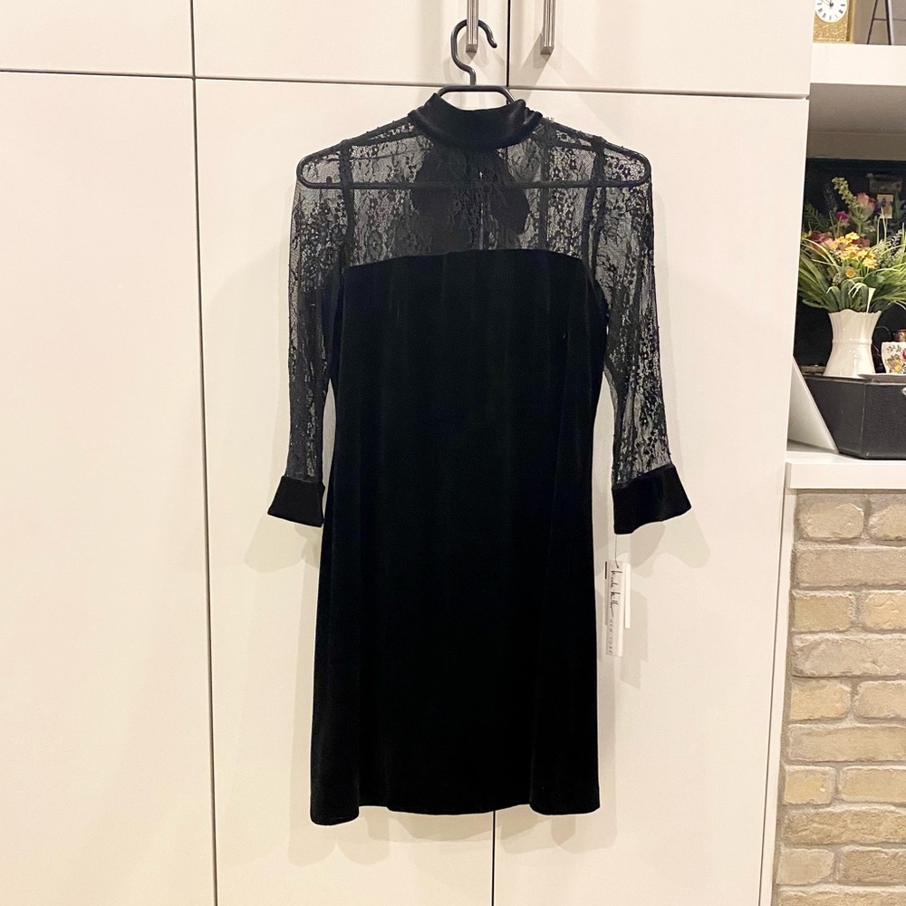 NWT Nicole Miller Velvet and Lace Mini Dress